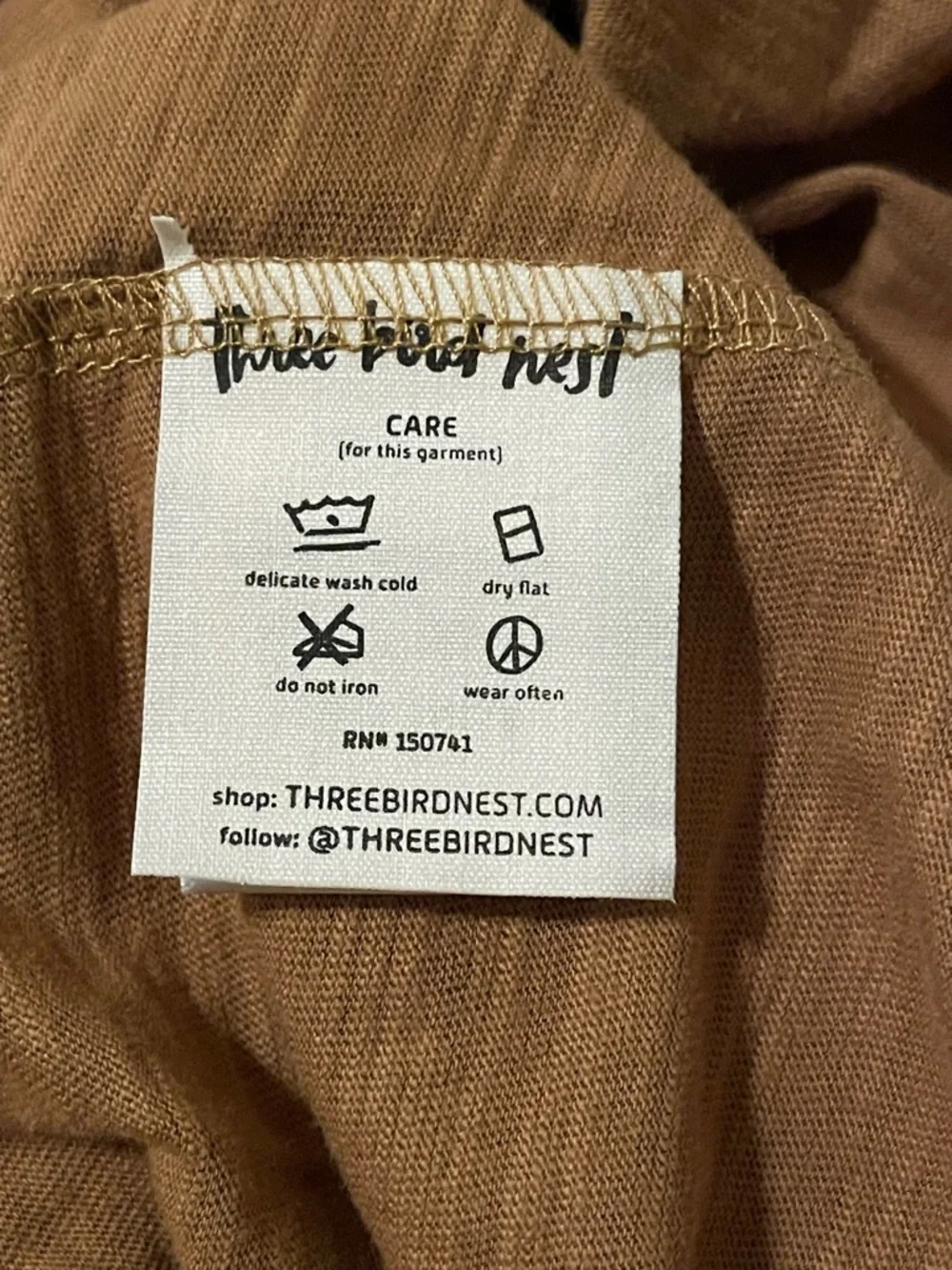 Three Bird Nest Brown Two-Piece Lounge Set Cotton Robe Jumpsuit NWT Size Small